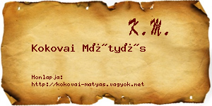 Kokovai Mátyás névjegykártya